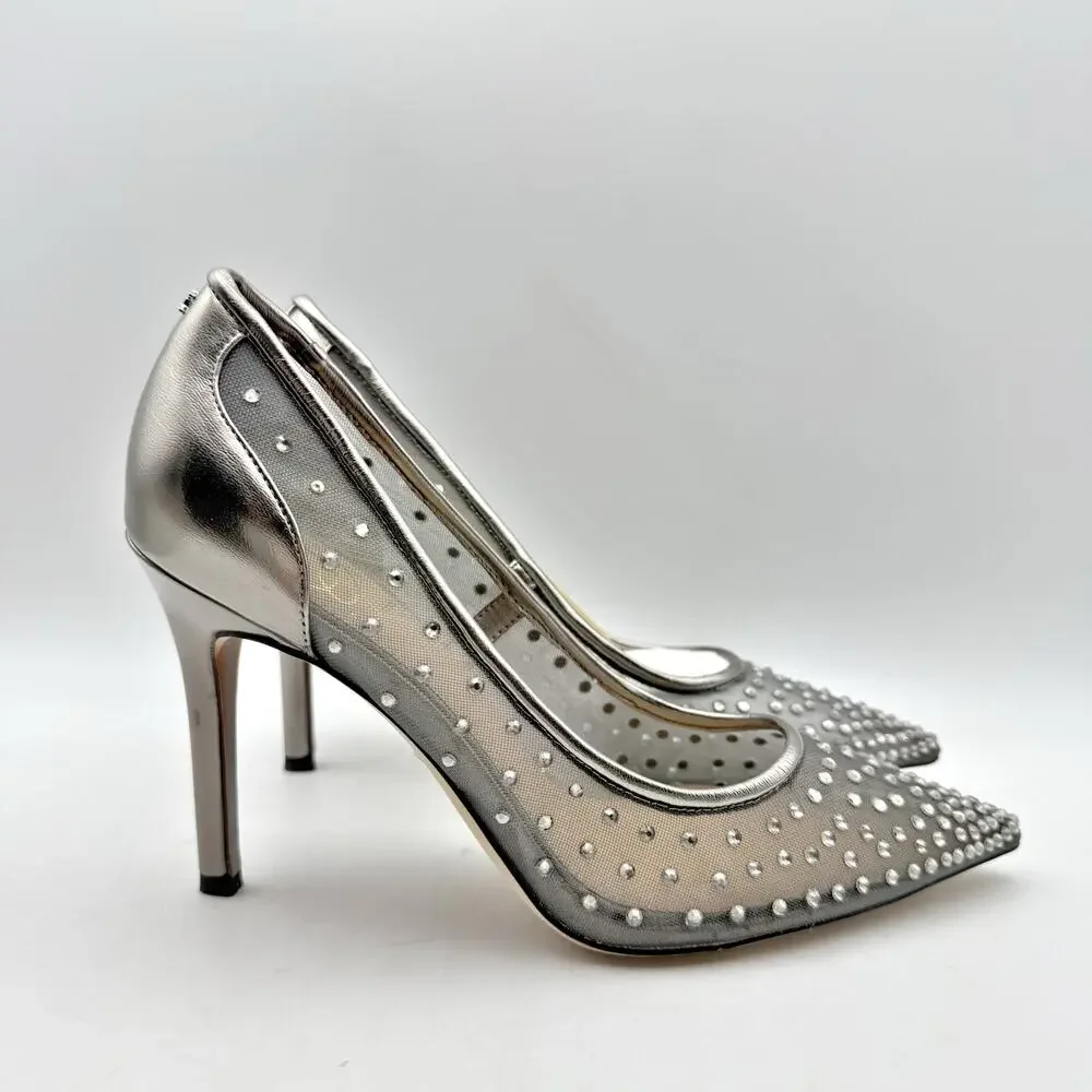 Sam Edelman Womens Hazel Pumps US 7.5 M EU 38 Grey Mesh Stiletto NWOB